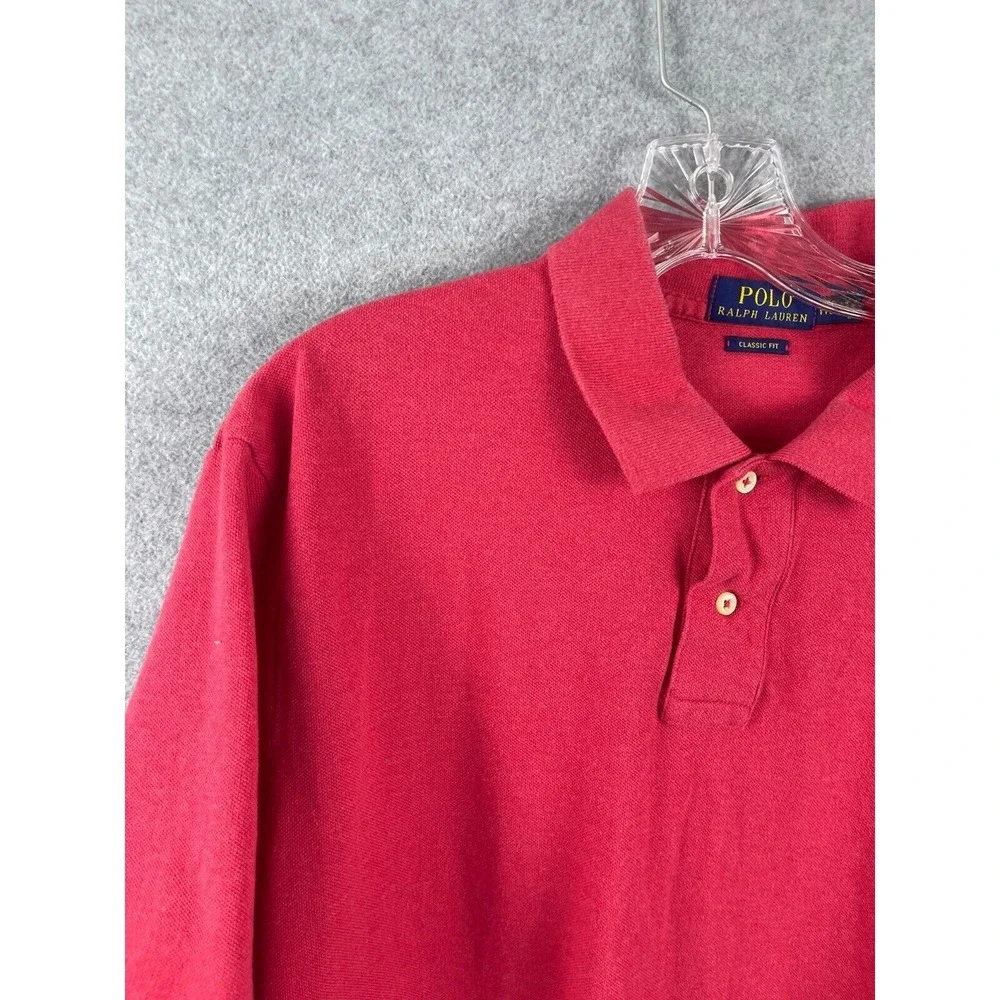 Polo‎ Ralph Lauren Polo Shirt Mens 2XL Pink Short Sleeve Classic Fit Preppy